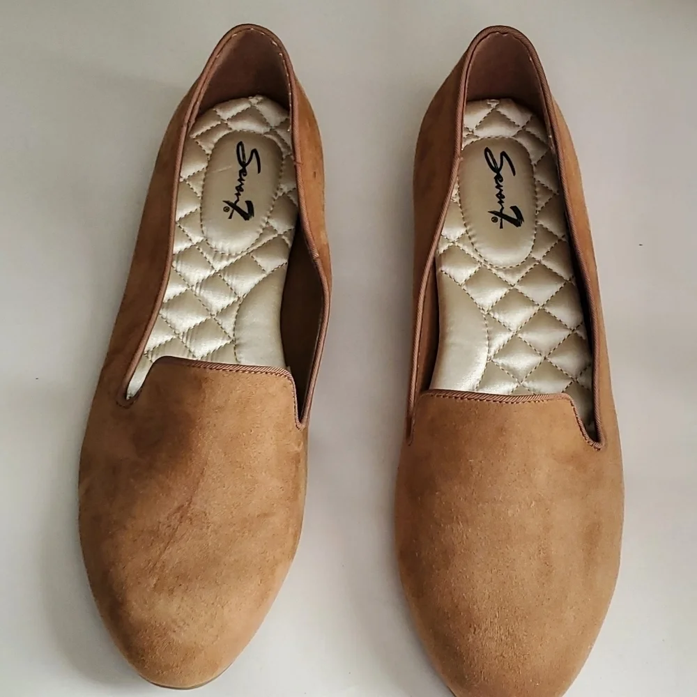 Seven For Man Kind Tan Suede Slip Ons NWOT.  Sz 11.